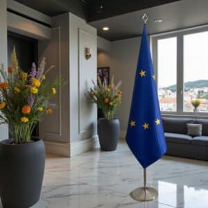 drapeau UE sur hampe