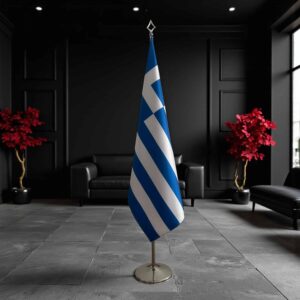 drapeau Grèce avec socle