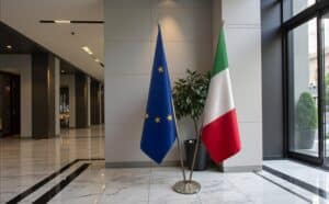 drapeau Italie sur socle