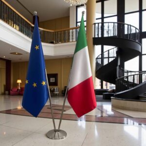 drapeau Italie sur socle