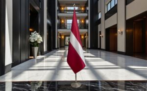 drapeau Lettonie avec socle