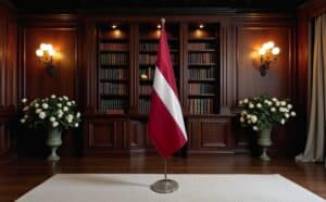 drapeau Lettonie sur hampe