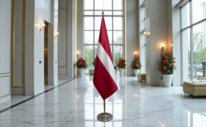 drapeau Lettonie avec socle