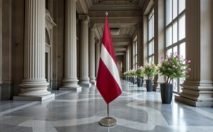 drapeau Lettonie avec socle