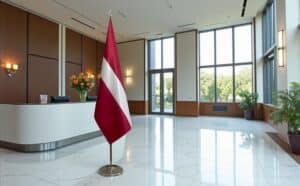 drapeau Lettonie sur hampe