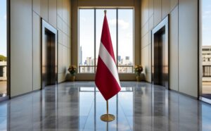 drapeau Lettonie avec socle