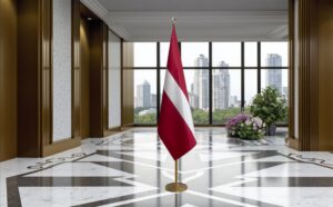 drapeau Lettonie avec socle