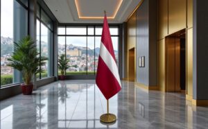 drapeau Lettonie avec socle