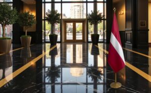 drapeau Lettonie avec socle