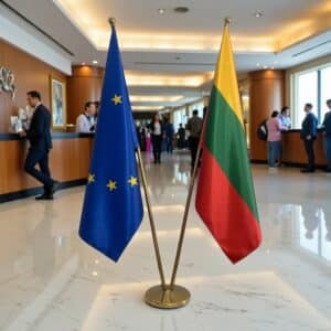 drapeau Lituanie sur hampe