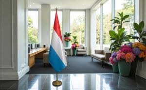 drapeau Luxembourg avec mat