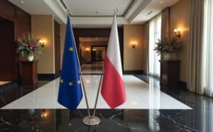drapeau Pologne et UE