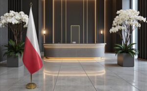 drapeau Pologne avec socle