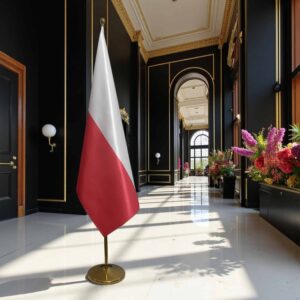 drapeau Pologne avec socle