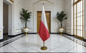 drapeau Pologne avec socle