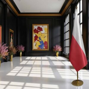 drapeau Pologne avec socle