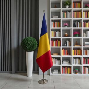 drapeau Roumanie avec pied