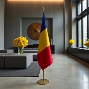 drapeau Roumanie avec socle