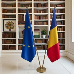 drapeau Roumanie avec socle