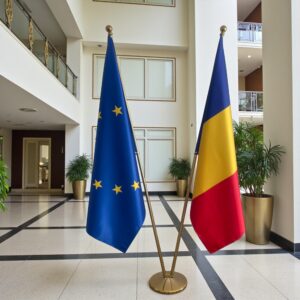 drapeau Roumanie avec socle