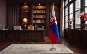 drapeau Slovaquie avec socle