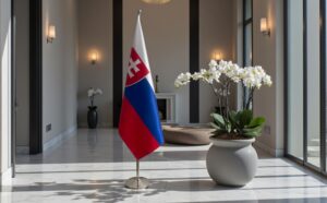 drapeau Slovaquie avec socle