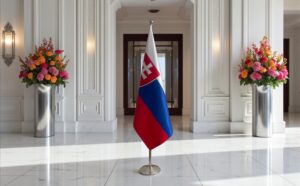 drapeau Slovaquie avec socle