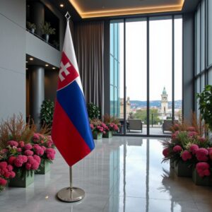 drapeau Slovaquie avec pied