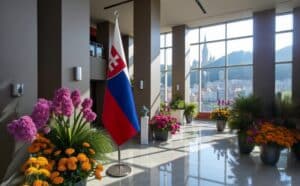 drapeau Slovaquie avec pied