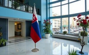 drapeau Slovaquie avec pied