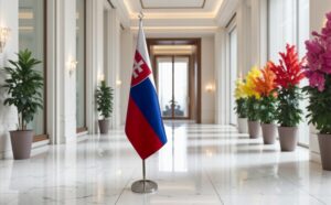 drapeau Slovaquie avec pied