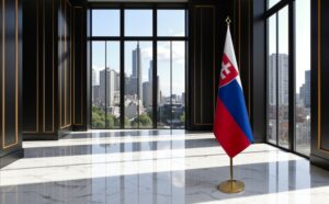 drapeau Slovaquie avec socle