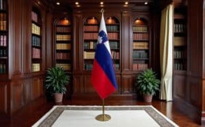 drapeau Slovenie avec hampe