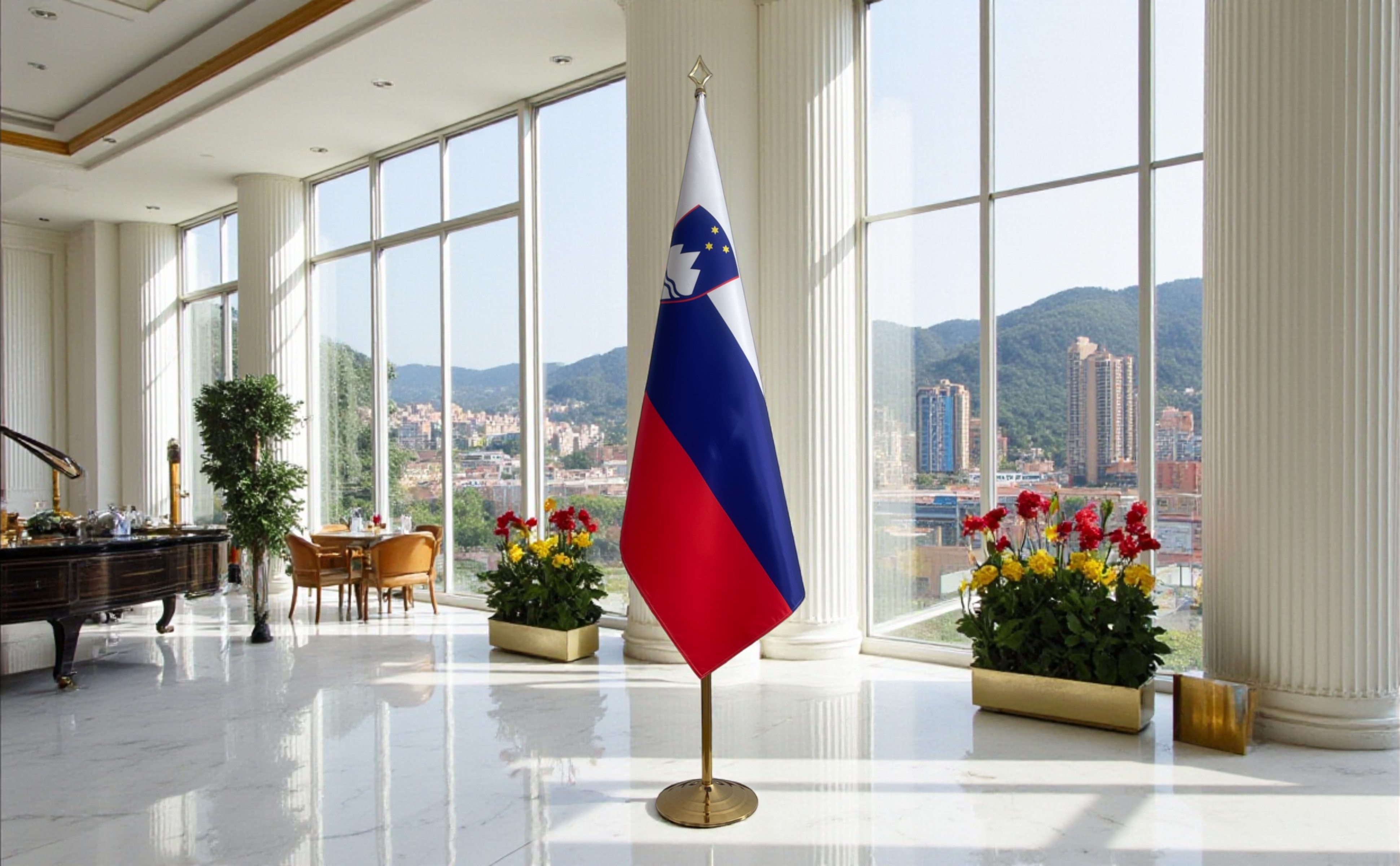 drapeau Slovenie avec hampe