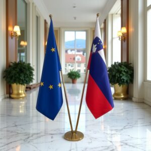 drapeau Slovenie avec hampe