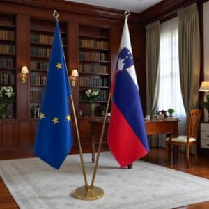 drapeau Slovenie avec hampe