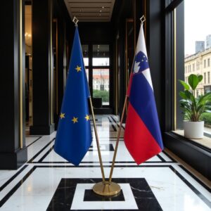 drapeau Slovenie avec hampe