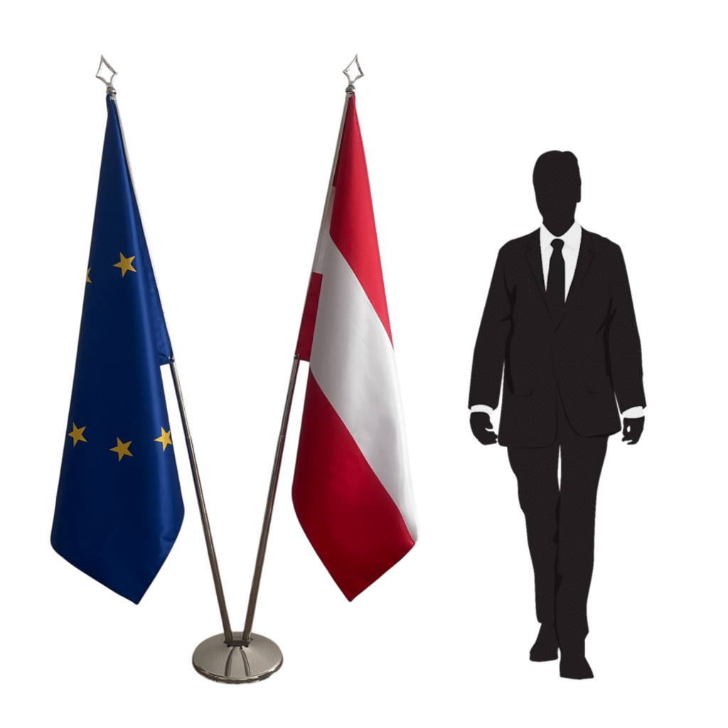 Bandera de Austria en asta