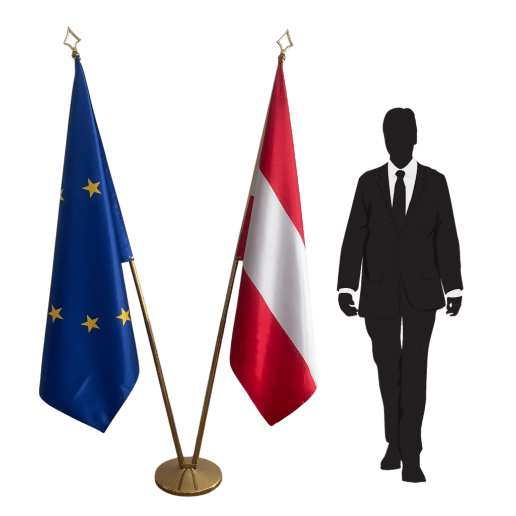 Bandera de Austria en asta