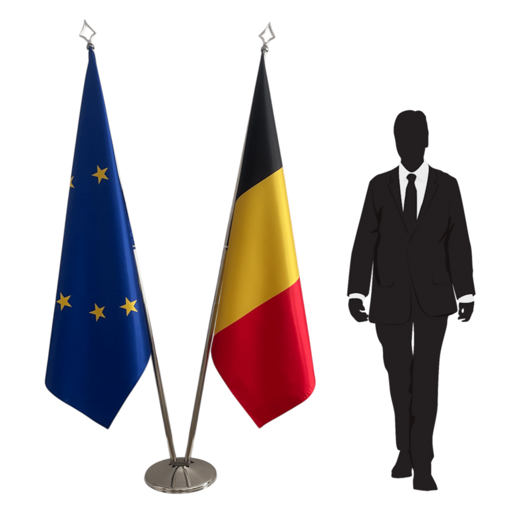 Bandera belga en el atril