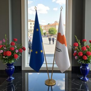 drapeau Chypre et UE pour mâts