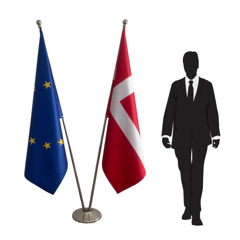 Bandera de Dinamarca en el atril