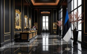 drapeau estonie sur socle