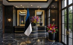 drapeau estonie sur hampe