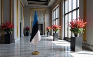 drapeau estonie sur hampe