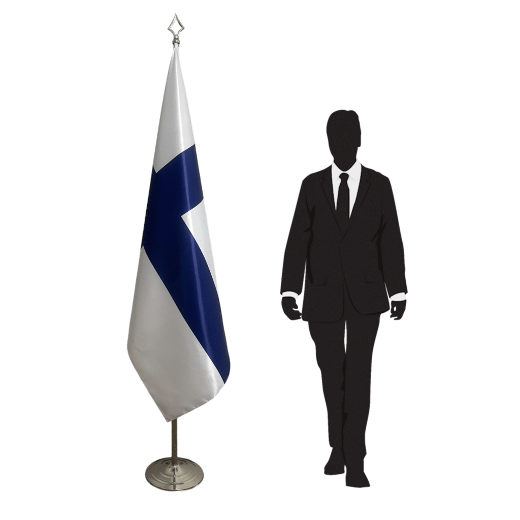 Bandera de Finlandia en el atril