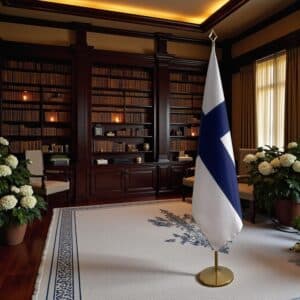 drapeau Finlande avec pied