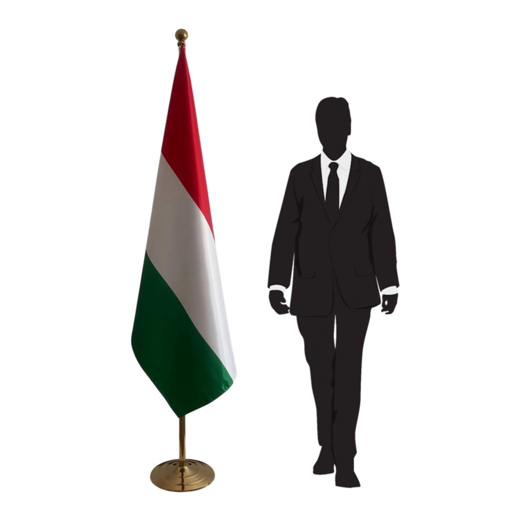 bandera de hungría en asta de bandera