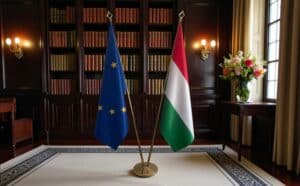 drapeau Hongrie avec support