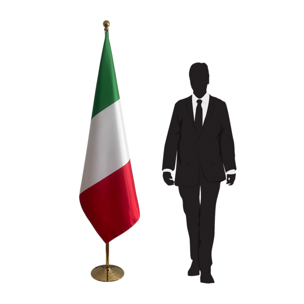 Bandera de Italia sobre peana